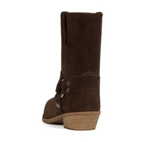 NIB-Jeffrey Campbell-Waylon-Lo Western Square Toe Boot-Coffee Suede-9 - Picture 3 of 5